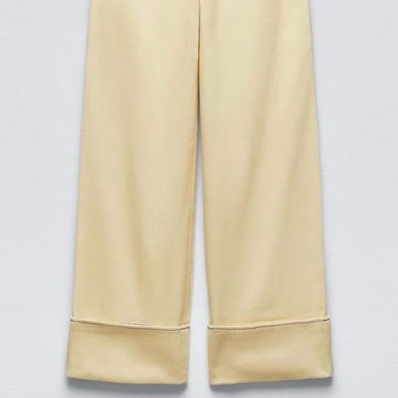Zara Butter Yellow Cream Wide-Leg Pants - Picture 2 of 14